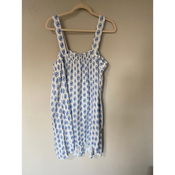 LAKE Hamptons Cotton Gauze Nightgown Corolina in Blue Batik Blue White XL - Picture 5 of 9